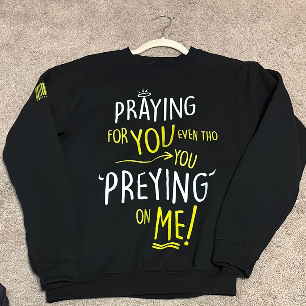 Black and Yellow Crewneck Sweater with Bold Typography